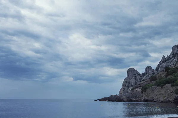 Mattina Mare Con Montagne Paesaggio Marino Minimalista Alba Costiera — Foto Stock