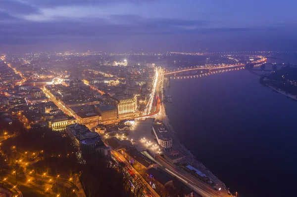 Ukrayna Nın Kyiv Şehrinin Gece Hava Manzarası — Stok fotoğraf