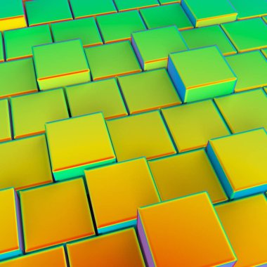 Çok renkli küplerin 3 boyutlu görüntüleme arkaplanı