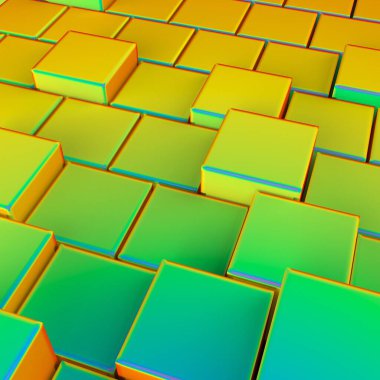 Çok renkli küplerin 3 boyutlu görüntüleme arkaplanı