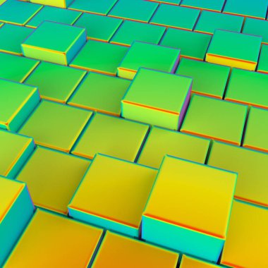 Çok renkli küplerin 3 boyutlu görüntüleme arkaplanı