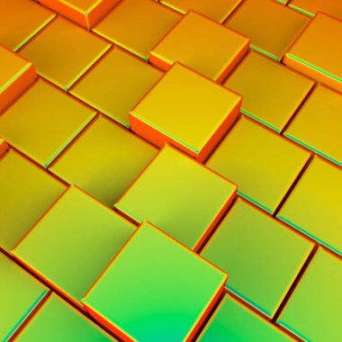 Çok renkli küplerin 3 boyutlu görüntüleme arkaplanı