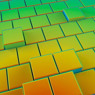 Çok renkli küplerin 3 boyutlu görüntüleme arkaplanı