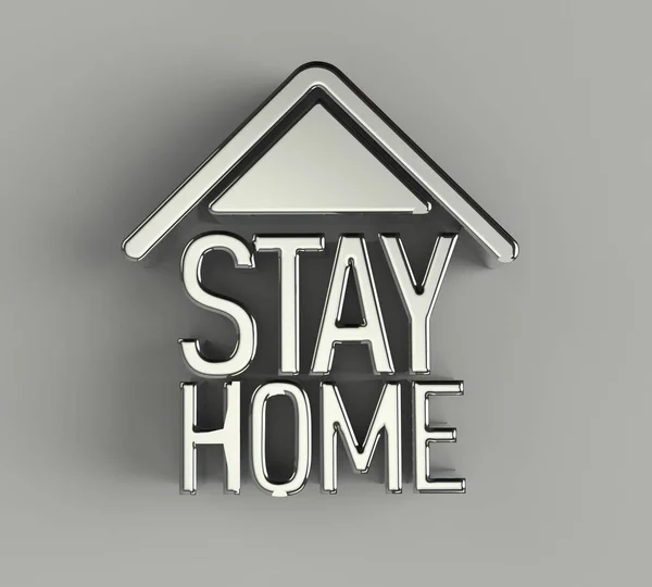 Stay Home Text Quarantine Isolation Home Coronavirus Epidemic Rendering — Stock Photo, Image