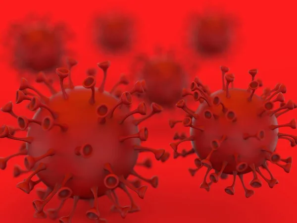 3次元レンダリングとして疾患細胞とパンデミック医療の健康リスクの概念として危険なインフルエンザ菌株のケースとしてコロナウイルスの発生とコロナウイルスインフルエンザの背景 — ストック写真