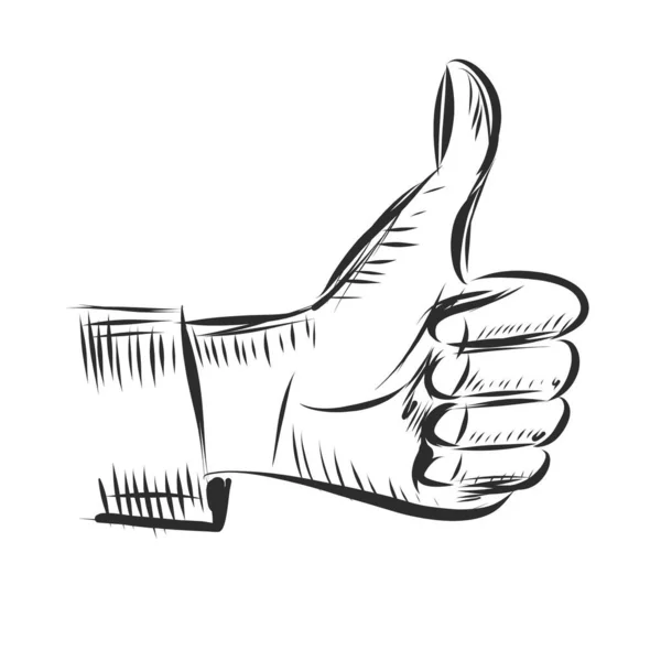 Hand Drawn Vector Symbol Thumb — Stock Vector