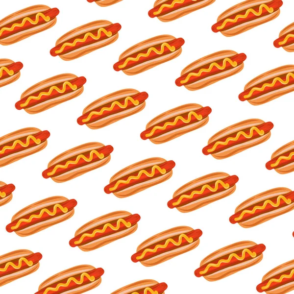 Barevné Ručně Kreslené Hot Dogy Bílém Pozadí — Stockový vektor