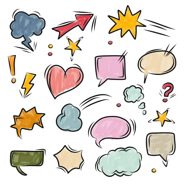 Hand Drawn Doodle Speech Bubbles Set — Stock Vector