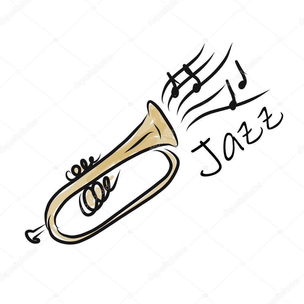 Jazz music instrument hand drawing vector