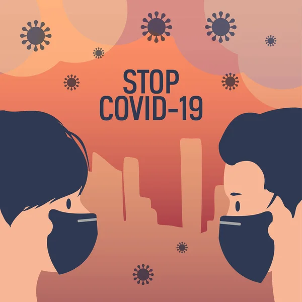 Illustrazione Vettoriale Concetto Pandemia Arresto Coronavirus Focolaio Distanza Sociale — Vettoriale Stock