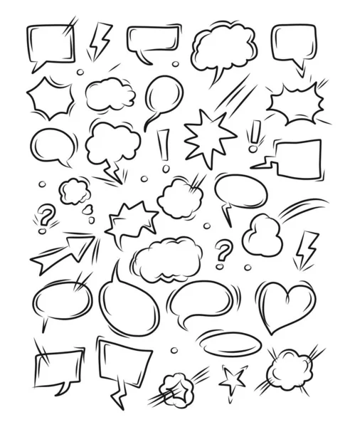 Hand Drawn Doodle Speech Bubbles Set — Stock Vector