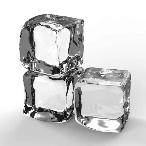 Кубики Льоду Краплями Води Білому Тлі Візуалізація — стокове фото