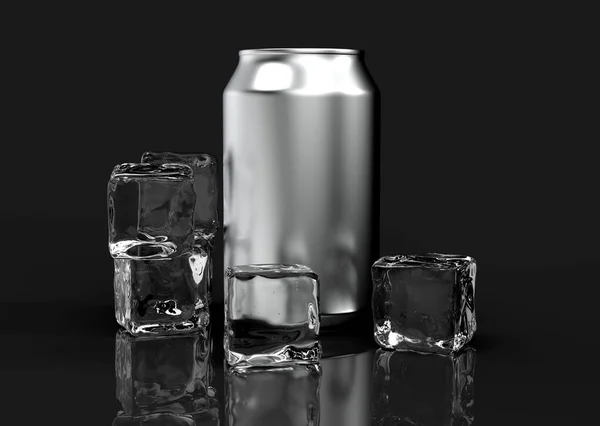Зображення Чотирьох Срібних Алюмінієвих Холодних Банок Кубиків Льоду — стокове фото