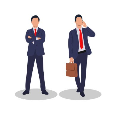 Genç iş adamlarının temsilcisi, iş adamları, iş kıyafeti giyen, beyaz arka planda.