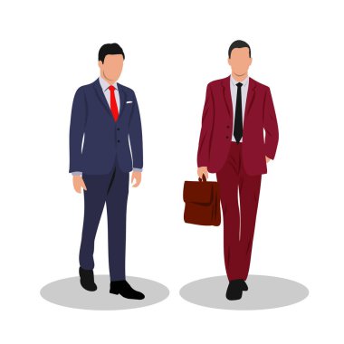 Genç iş adamlarının temsilcisi, iş adamları, iş kıyafeti giyen, beyaz arka planda.