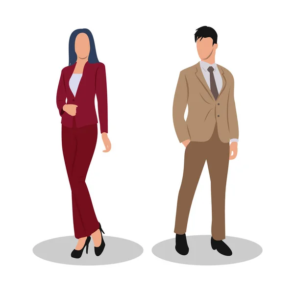 Vector Young Businessman Woman Business People Wearing Working Outfit White — Stock Vector