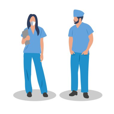 Doktor ekibi. Tıbbi personel doktoru. Düz bir şekilde vektör illüstrasyonu