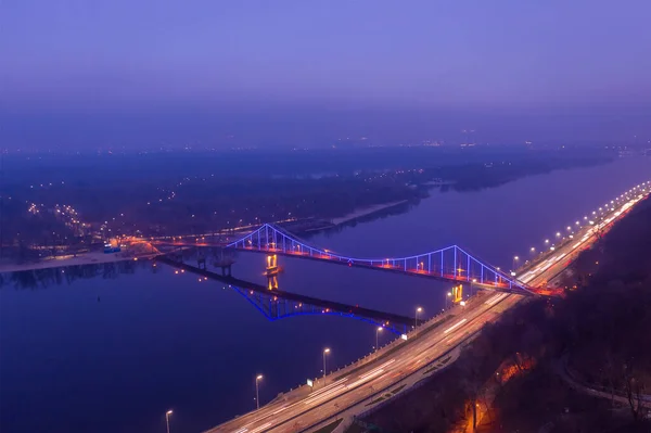 Natt Antenn Utsikt Över Kiev Stad Ukraina — Stockfoto