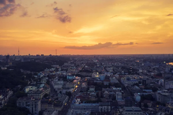 Nacht Luchtfoto Van Kiev Stad Oekraïne — Stockfoto