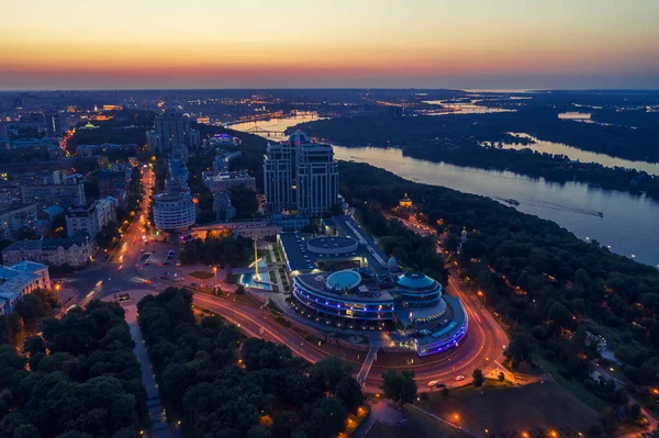 Night Aerial View Kyiv City Ukraine — Stock Photo, Image