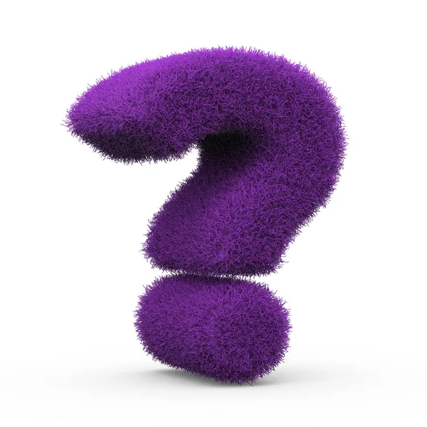 Question Mark Fluffy Furry Letter Rendering Isolated White Background — Stock Photo, Image