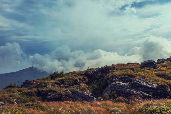 霧の風景の中に美しい霧の山の壮大な景色 旅行の背景 美の世界を探る カルパチア山脈 ウクライナだ ヨーロッパ — ストック写真