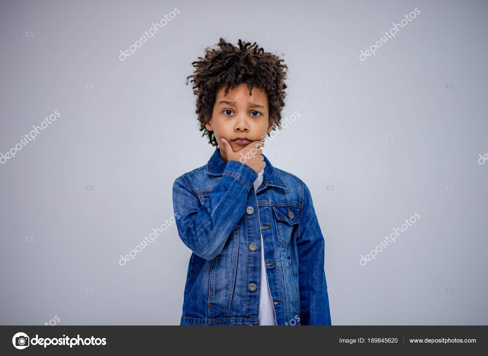 Dark Skinned Boy Blue Jeans White Sweater Different Poses Shows