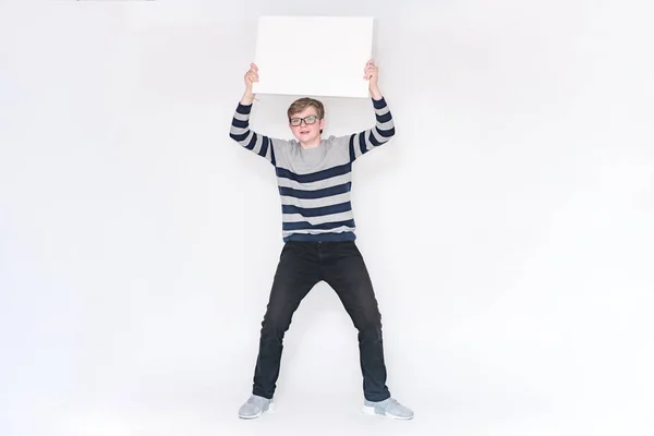 Teenager Different Poses White Background Showing Different Emotions — Stock Photo, Image