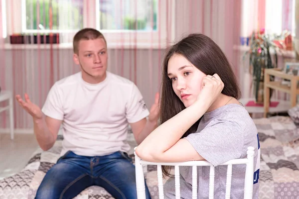 Family Conflict Quarrel Portrait Husband Wife Family Difficulties Conflict Sit — Stock Photo, Image