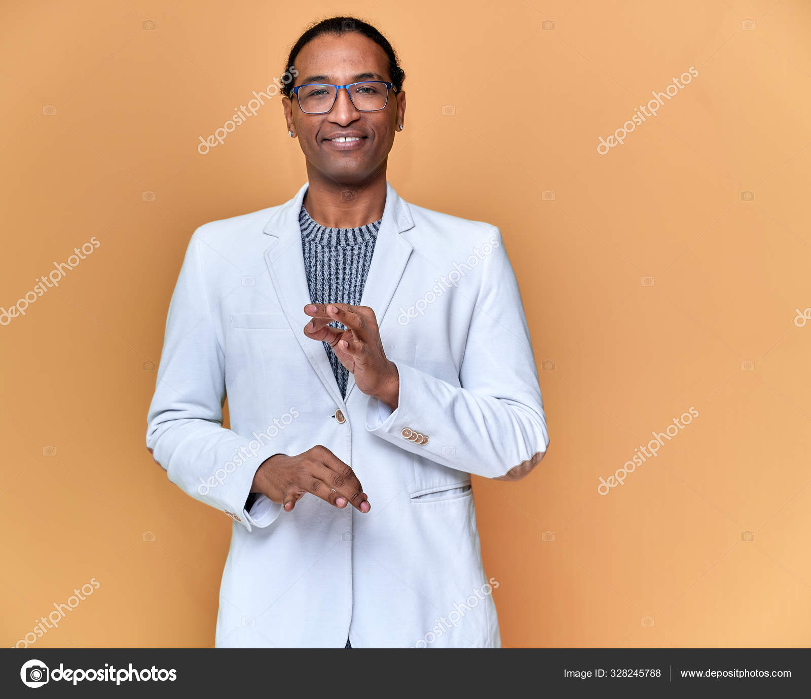 Portrait Of A Young African American Man With Short Haircuts And A