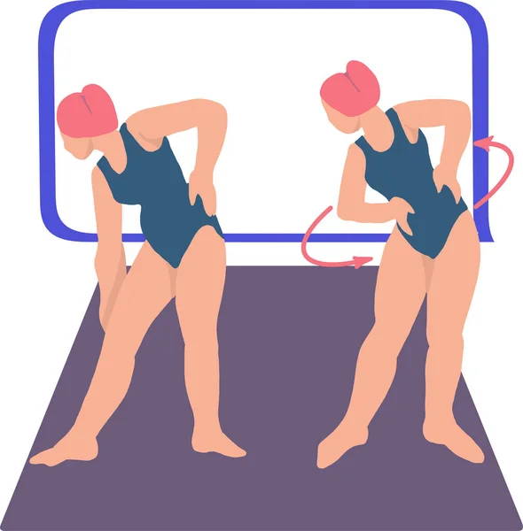 关于透明的孕妇背景健康运动的病媒说明 站立时身体旋转 体育的概念 — 图库矢量图片