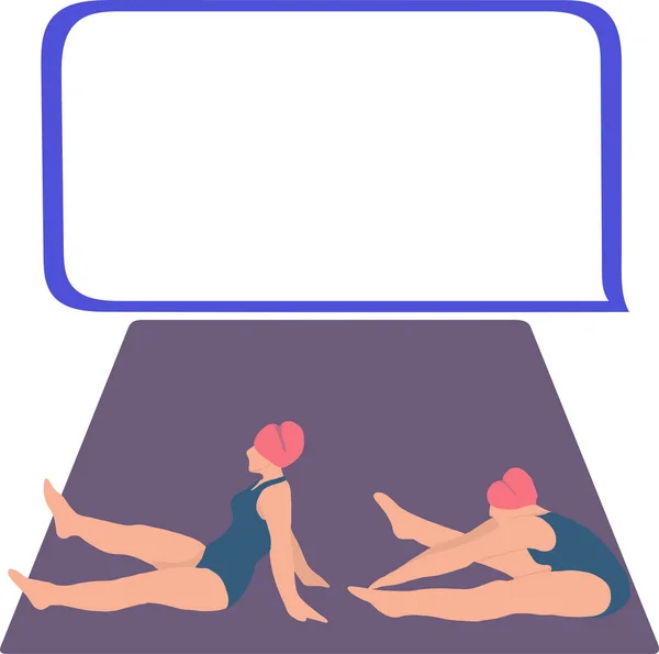 关于透明的孕妇背景健康锻炼的病媒说明 练习坐在地板上抬腿 弯曲躯干 体育的概念 — 图库矢量图片