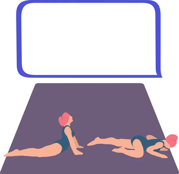关于透明的孕妇背景健康锻炼的病媒说明 练习躺在地板上 弧形地躺在后面 体育的概念 — 图库矢量图片