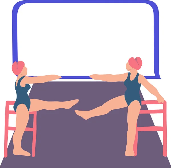关于透明的孕妇背景健康锻炼的病媒说明 练习站在椅子旁边 体育的概念 — 图库矢量图片