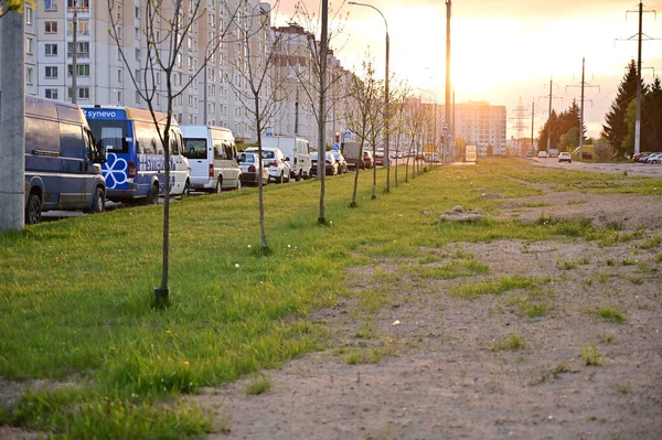 Minsk Bielorrússia Maio 2020 Foto Pôr Sol Verão Livre Cidade — Fotografia de Stock