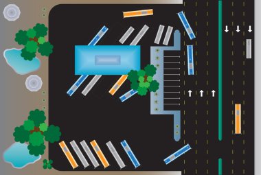 Otobüs istasyonu inşa dikdörtgenin Üstten Görünüm 