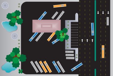 Otobüs istasyonu inşa dikdörtgenin Üstten Görünüm 