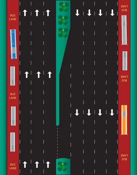 Layout of Highway road and bus lane  Landscape — Stock vektor