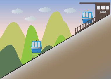 Füniküler veya cliff demiryolu İstasyonu ve yol