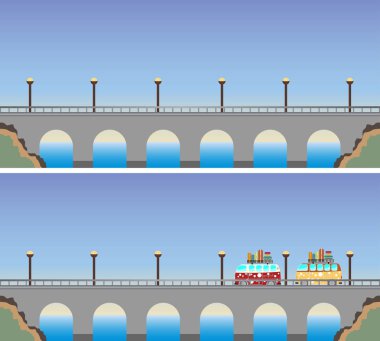 Köprü ve yol ile doğa gökyüzü manzara arka plan 