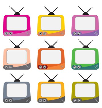 Beyaz arka plan üzerinde izole Vintage televizyon dizi