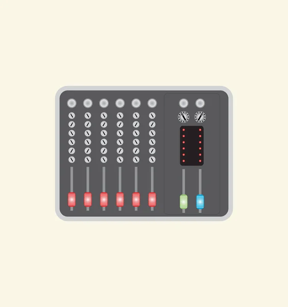Sound Mixer bord met de knoppen schuiven en ingangen — Stockvector