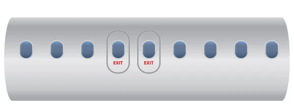 Fenêtres de l'avion avec porte de sortie de secours — Image vectorielle