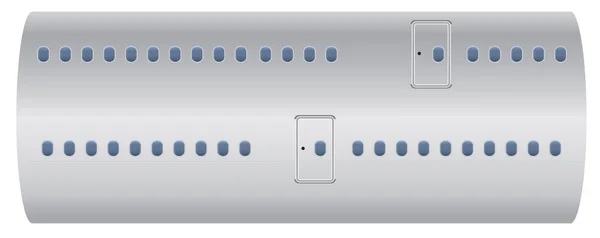 Buiten Vensters van de Double deck wit vliegtuig — Stockvector