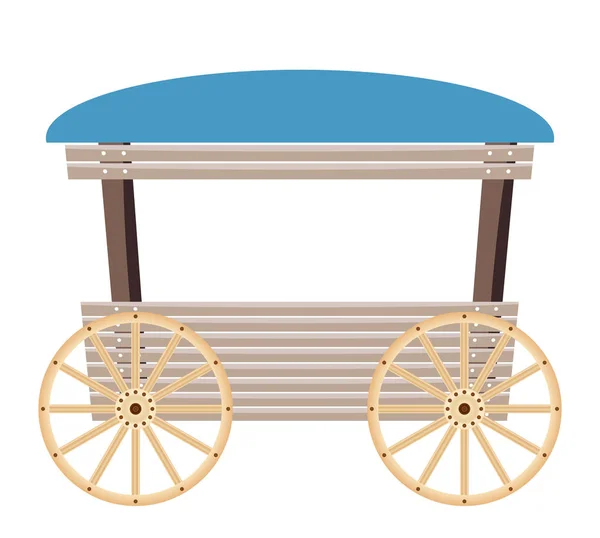 Drewniany wózek izolowany na białym tle — Wektor stockowy