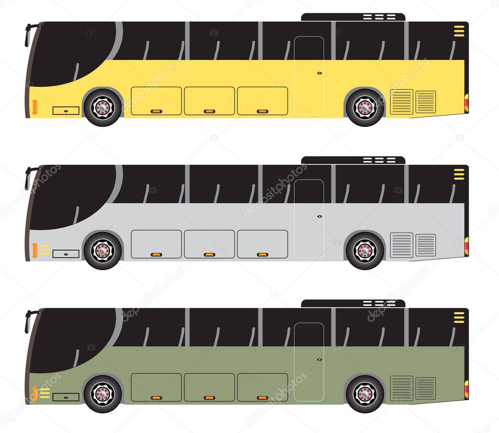 Set of City Bus vector isolated