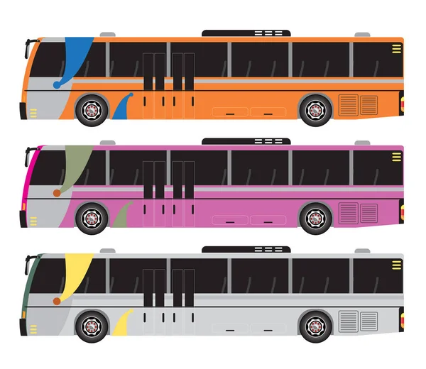 Set of City Bus vector isolated — Stock Vector