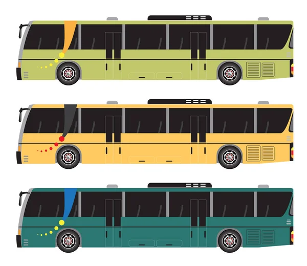 Set of City Bus vector isolated — Stock Vector