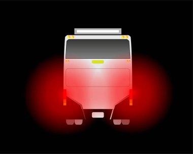 Otobüs durağı ve kırmızı ışık fren gece arka planda 