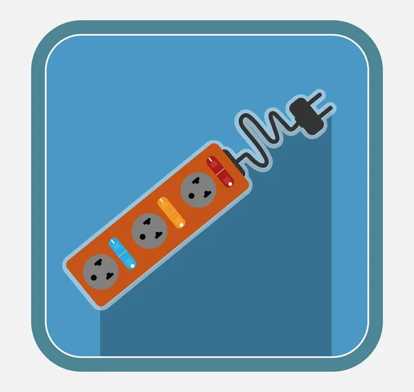 Icono vectorial del cable de extensión con interruptor aislado en la parte posterior blanca — Archivo Imágenes Vectoriales